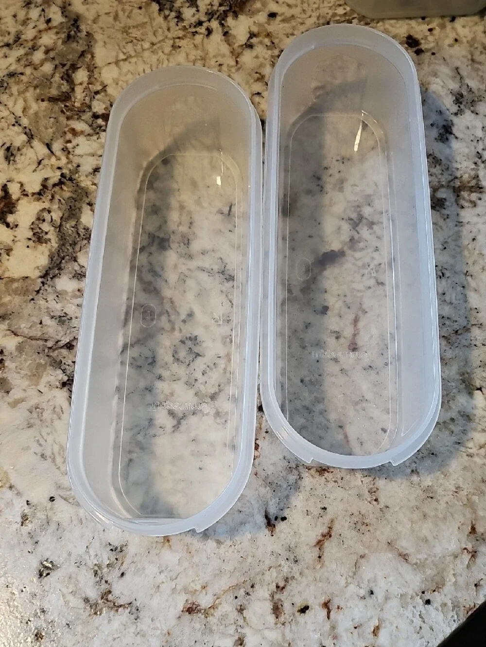 Tupperware White Containers with Dark Green Lids - Set of 4